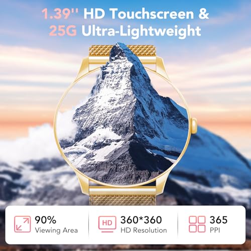 Elegant Women's Smartwatch with Phone Function, 1.39 Inch Full Touch Screen Fitness Tracker, 120+ Sports Modes, IP68 Waterproof Smart Watch with Heart Rate, SpO2, Sleep Monitor for iOS Android, Rose