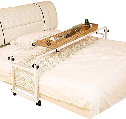 Huisenus Mobile Adjustable Computer Workstation Overbed Laptop Table Utility Rolling Desk for Hospital Bedroom with Wheel Free CPU Stand & Keyboard Drawer