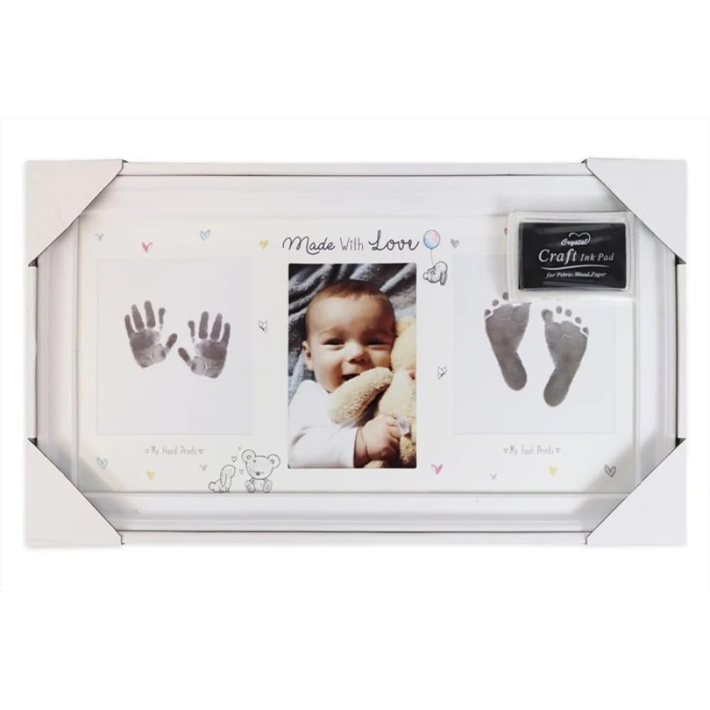 Baby Handprint Footprint Photo Keepsake Photo Frame with Ink Pad