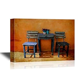 Canvas Wall Art - Old Vintage Wooden Chair and Table - Gallery Wrap Modern Home Art | Ready to Hang - 12x18 inches