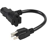 2 Feet/0.6M Nema 5-15P Male to C13/ Nema 5-15R Piggyback Power Cord, UL CUL SJT 14AWG 3C, Replacement for Daisy Chain Pro Audio DJ etc