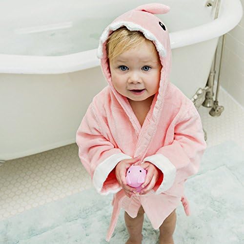 HoodieKinz Hooded Bath Robe - Thick 100% Plush Cotton Terry Cloth - 3 Sizes for Infants - Toddlers and Little Kids (PINK - SMALL)