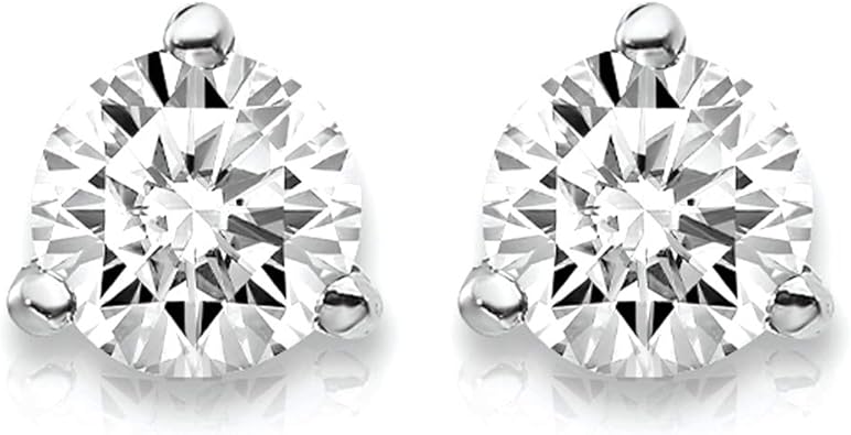 1 Carat Lab Grown Diamond 3 Prong Martini Stud Earrings Df Color Vssi Clarity Set In 14k Gold