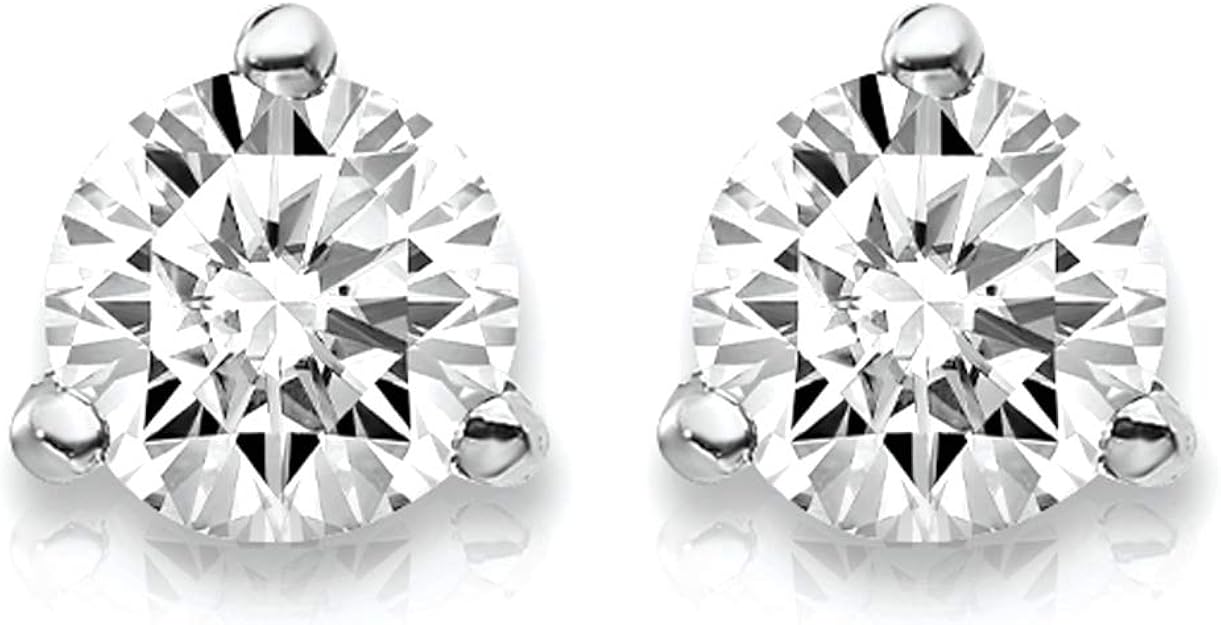 3/4 Carat Lab Grown Diamond 3 Prong (Martini) Stud Earrings