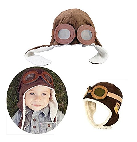 CTKcom Pilot Aviator Fleece Warm Hat Cap with Earmuffs for Kids,2 Pack(Coffee+Black)