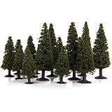 WINOMO 15pcs Green Scenery Landscape Model Cedar Trees
