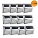Solar Fence Post Lights,Elelink Outdoor Stainless Steel LED Solar Step Lamp; Illuminates Stairs/Path/Landscape/Garden/Floor/Wall/Patio Lamp, Waterproof (12 Pack)