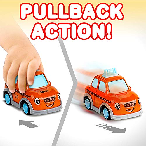ArtCreativity Metal Cartoon Car Set Set of 6 Mini Pullback Toy Cars