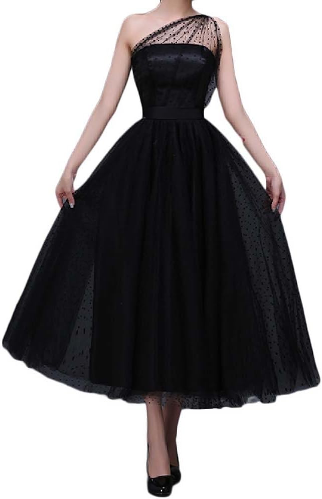 Favors Women's Vintage 50s Tea Length Cockatil One Shoulder Party Dresses WP07