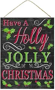 Holly Jolly Christmas Wooden Sign - 12.75
