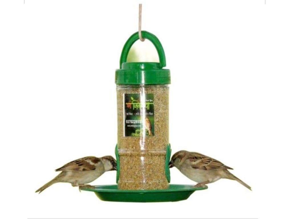 Amijivdaya Small Bird Feeder With Holding Handle Transparent