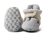 Zutano - Cozie Fleece Furry Lined Bootie With Grippers - Heather Gray - Size 12 month
