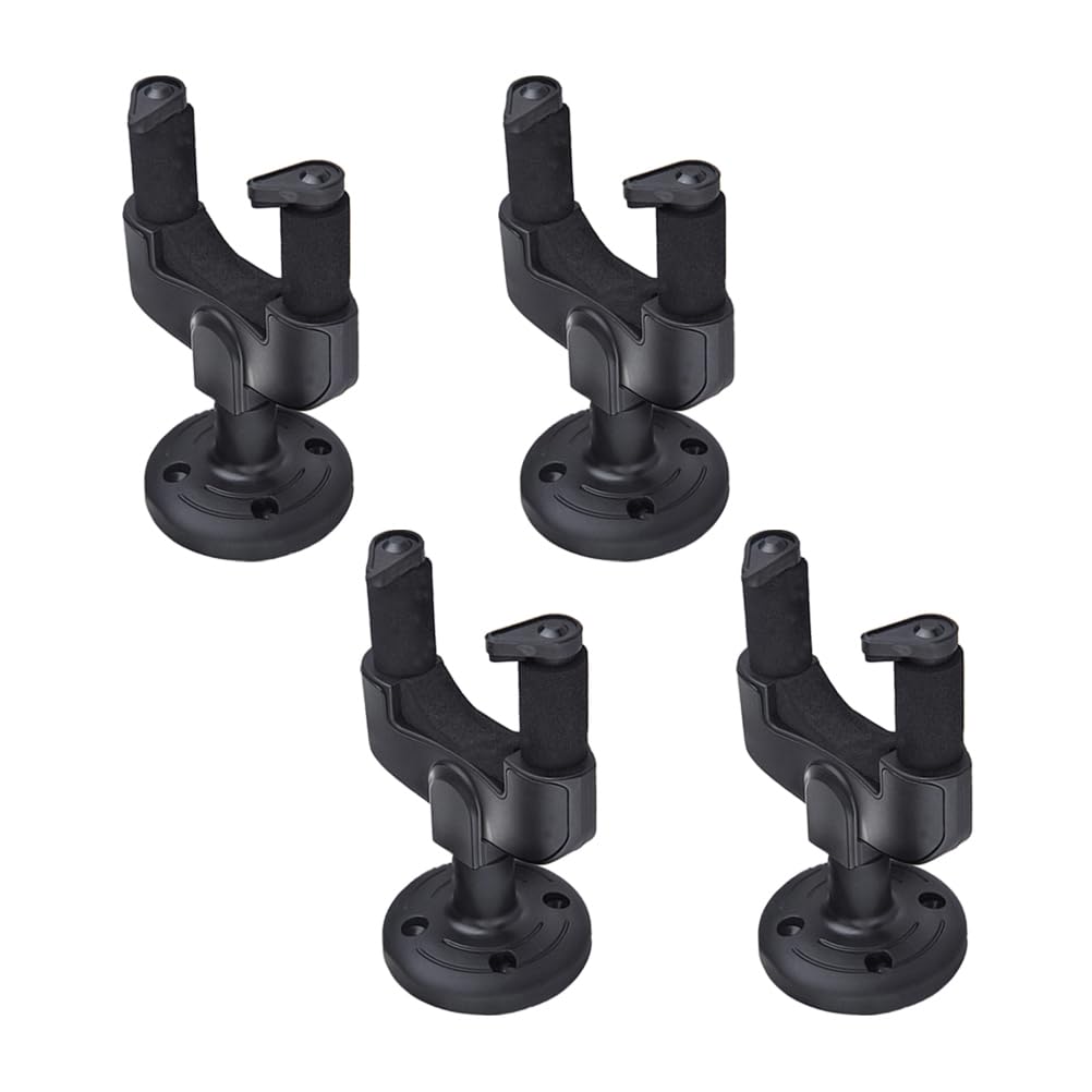 DOITOOL 4-Pack Wall Mounted Guitar Hooks Auto Locking Detachable Hangers with Base 3.54X3.54X5.24In Secure Scratch Protection for Acoustic Electric Bass Guitars