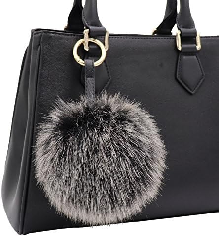 Aiphamy Faux Fur Pom Pom Keychain Purse Bag Charm Fluffy Ball Key Chain for Women