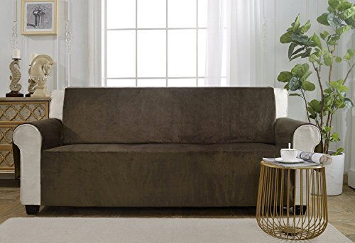 YEMYHOM Real Non-slip Pet Dog Sofa Covers Protectors Super Soft Couch Slipcovers with Flannel Fleece Fabric (Loveseat, Light Coffee)