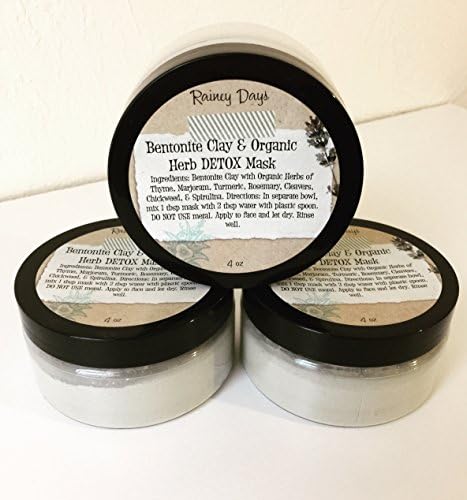 Bentonite Clay &amp; Organic Herb DETOX Facial Mask - Minimizes Pores, Absorbs &amp; Removes Toxins, Rejuvenates Skin &amp; MUCH MORE!