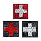 Bundle 3 Pieces - Reflective Medic Red Cross EMS EMT MED Tactical Patch Hook-Fastener Backing 2x2 inch