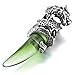 INBLUE Dragon Wolf Tooth Pendant for Men Women Stainless Steel Cool Necklaces Simulate Crystal Gemstone Boyfriend Gifts Jewelry with 23 Inches Chain (Dragon, Green)