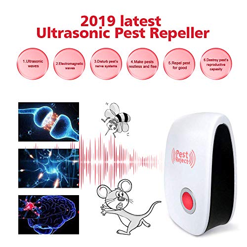 ACETEND Ultrasonic Vermin Repeller, 2019 Newest Electronic Vermin Control Ultrasonic Repellent Indoor Plug, Non-Toxic for Humans & Pets, Best Indoor Vermin Control Device, 6 Packs (Red) - Thumbnail 2