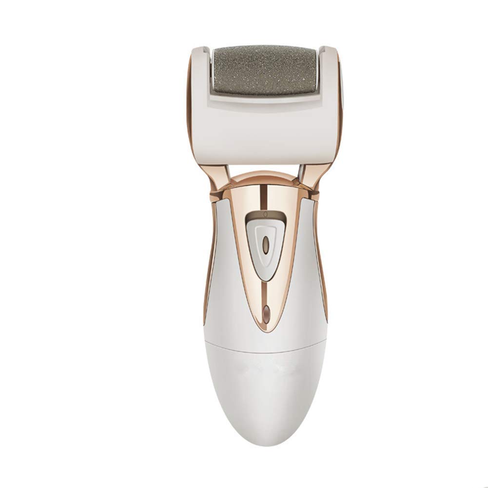 Electric Foot File - Rechargeable & Waterproof Callus Remover with Quartz Sand Remove Dead, Hard, Cracked Skin (Gold)