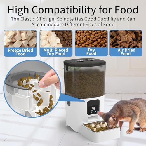 SKY-TOUCH Automatic Pet Feeder with WiFi App Remote Control, Remote Feeding, Detachable for Easy Clean, Automatic Cat Food Dispenser, 1-30 Meals Per Day (6L/25Cup)