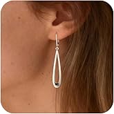 ALEXCRAFT 925 Sterling Silver Dangle Earrings for Women, 14K Gold Plated Long Teardrop Earrings, Hypoallergenic Lightweight Leverback Earring Rhombus Drop Earings for Women Trendy Boho Jewelry