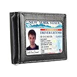 Kinzd Mens Slim Bifold Leather Front Pocket Wallet RFID Money Clip USD Version