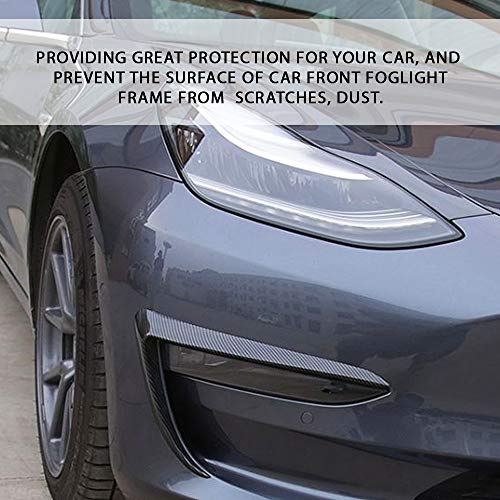 CoolKo Fog Light Eyebrow Cover Trim Frame Exterior Decoration Compatible with Model 3 - Carbon Fiber Pattern [ 1 Pair - Black ] - Thumbnail 4