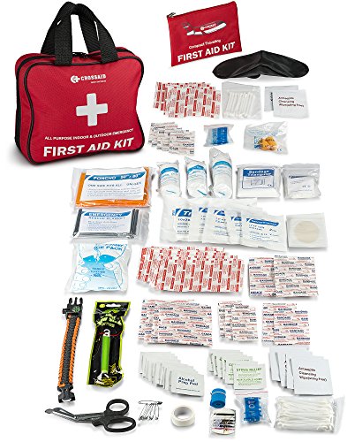 Crossaid-First-Aid-kit-160-Piece-for-Medical-Emergency-Bonus-46-Piece-Traveling-First-Aid-Kit-Includes-Survival-Paracord-Bracelet-for-Home-Office-car-Outdoors-Boat-Camping-Hiking-Daycare