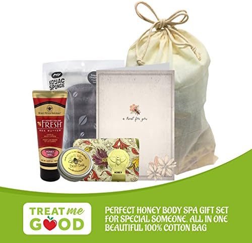 Healing Honey Body Spa Gift Set with EXFOLIATING CHARCOAL Konjac Sponge …