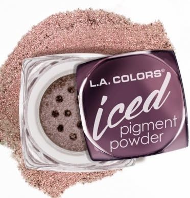 L.A.COLOR ICED PIGMENT POWDER LOOSE METALLIC POWDER LONG LASTING, BUILDABLE EYE COLOR BOLD, FROSTED METALLIC FINISH #CEP537 GLISTEN