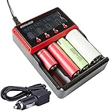 18650 Battery Charger Universal 4 Bay AA AAA C, Ni-MH Ni-Cd and 10440 18650 26650 Etc. Li-ion LiFePO4 Rechargeable Battery Charger with LCD Display H4