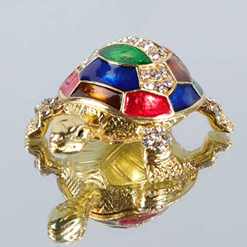 Waltz&F Collectible Figurines Decor Ornaments Pewter Trinket Boxes Bejeweled Turtle with Crystals - Thumbnail 4