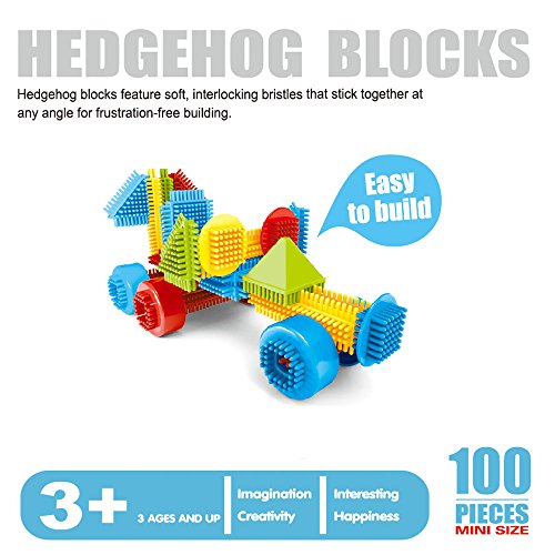 100pcs Bristle Shape 3D Building Blocks Tiles Construction Playboards, The Bristle Blocks Creativity Building Toys, Dexterity Fine Pretend Toy for Toddlers Children Boy Girls