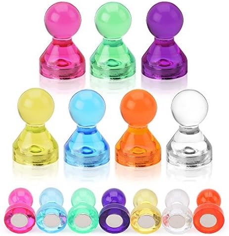 Aurora Miracle Strong Push Pin Magnets 60 Pcs | 7 Assorted Colors of Super Magnetic Push Pins | Best for Home, Office, Refrigerator, Calendar, Whiteboard and Map | 60 Pieces Pack of Tiny Fridge Magnet