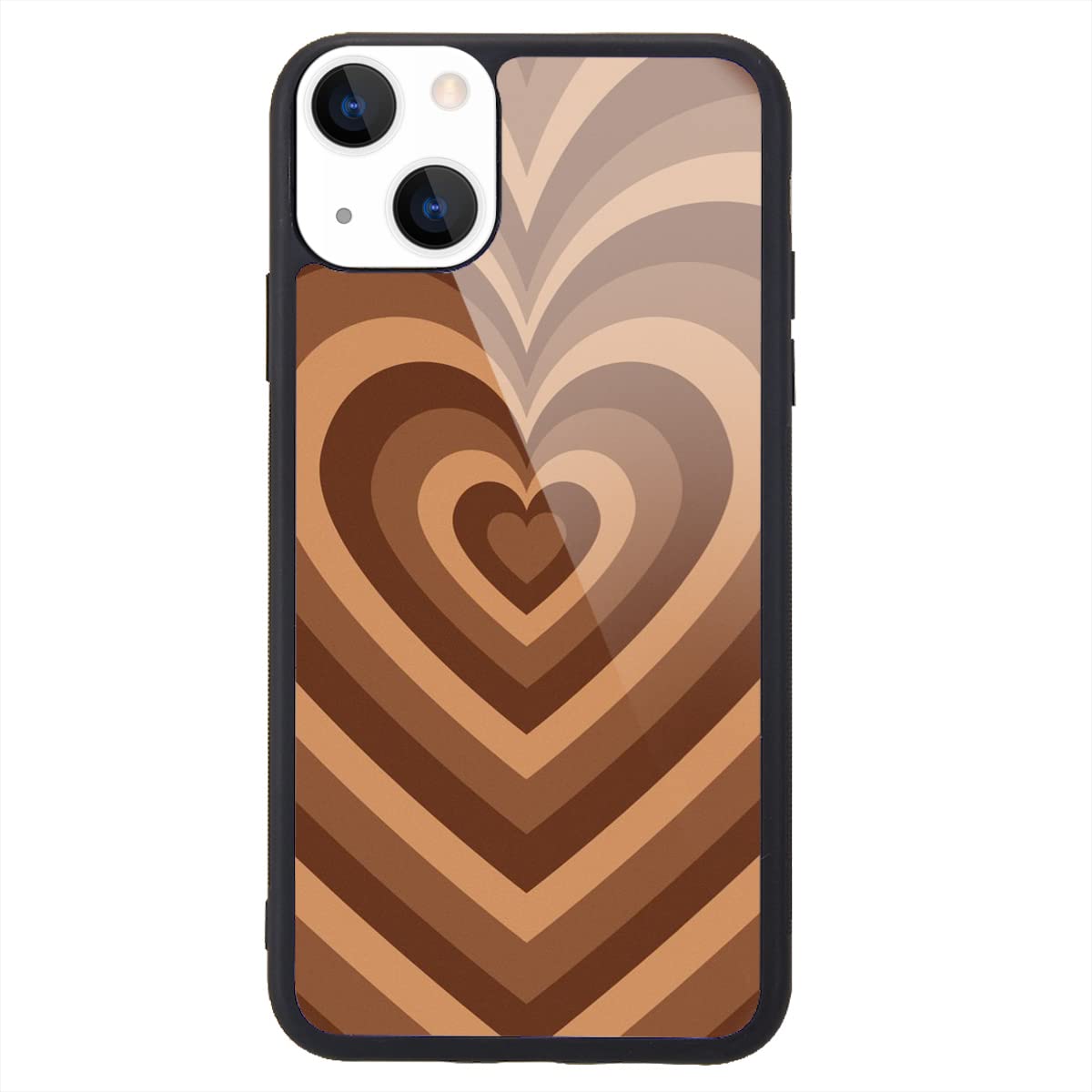 MAYCARI Aesthetic Love Heart Coffee Latte Phone Case Compatible with iPhone 13 mini 5.4'', Hard Back Case with Soft TPU Bumper for Girls Children Women Protective Phone Case for iPhone 13 mini