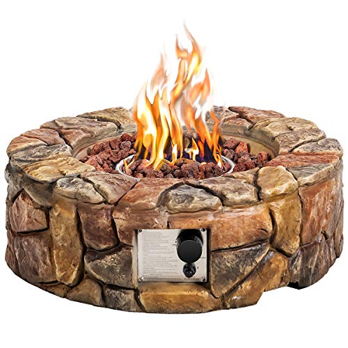Giantex Gas Fire Pit, 28 Inch 40,000 BTU Propane Fire Pit Outdoor w