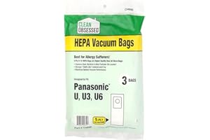 Clean Obsessed H-10 HEPA Bags Fits Panasonic U, U3, U6-3 Cloth-Like HEPA Bags Per Package