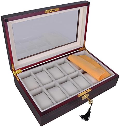 THANYA 12 Watch Display Jewelry Wood Storage Boxes Glass Organizesr