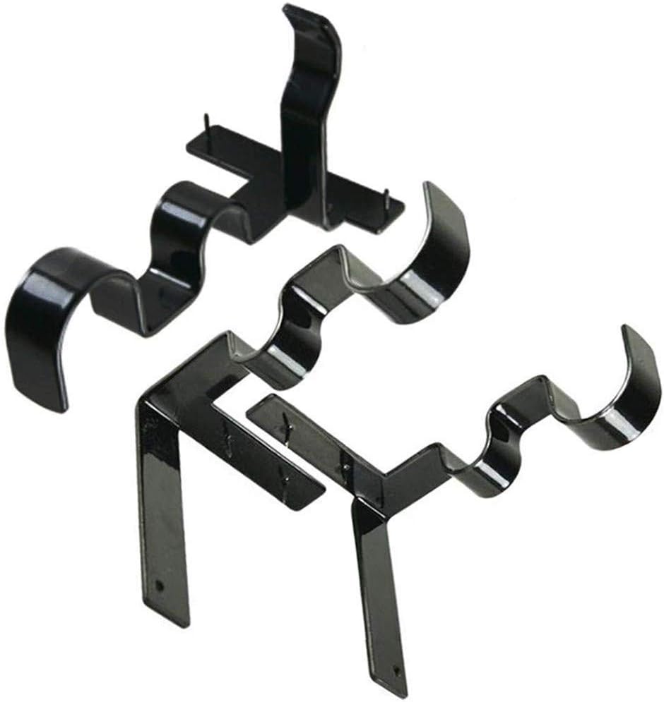 Magiin 1 Pair Double Curtain Rod Brackets Set Premium Steel Double Rod Bracket for Home Bedroom Curtain Decoration