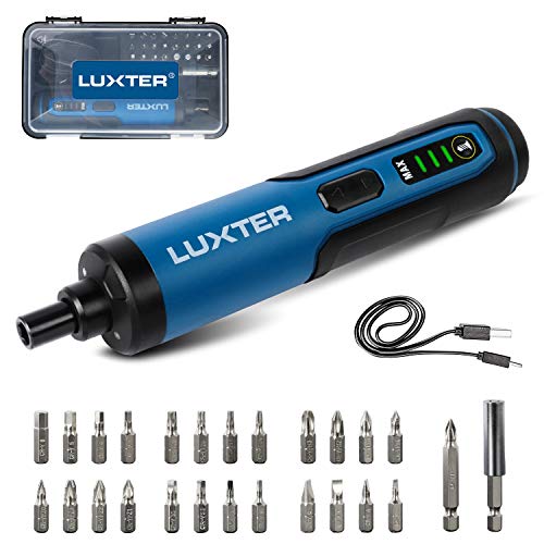 LUXTER 3,6V Akkuschrauber Set, 2,0Ah Li-Ion Akku, Mini Akkuschrauber mit 3-Gang-Drehmomenteinstellung, 26 Bits, LED…