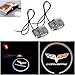 CHAMPLED For CHEVROLET CORVETTE Laser Projector Logo Illuminated Emblem Under Door Step courtesy Light Sticker No Drill Lighting symbol sign badge LED Glow Car Auto Tuning Accessory Self Adhesive