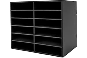 MhdunueSK Mail Sorter Desktop, Black Mailbox for Classroom, 12 Compartments Literature Organizer, Desktop File Sorter, Paper Organizer for Home School Office (12 Slots Black)