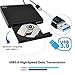 Wsky USB 3.0 External CD DVD Drive, CD/DVD-RW Drive, CD-RW Rewriter Burner Super Drive for High Speed Data Transfer Laptop Notebook PC Desktop Support Windows/Vista/7/8.1/10, Mac OSX