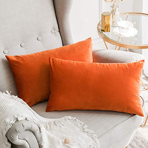 MIULEE Pack of Velvet Soft Solid Decorative Square Throw Pillow