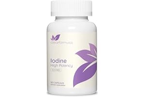 CLEAR FORMULAS High Potency Potassium Iodine Supplement - Potassium Iodide USP and Free Iodine Capsules 12.5mg Precise Dosage Blend - Capsule Alternative to Lugol's Supplement for Thyroid Energy & Immunity (3 Month)