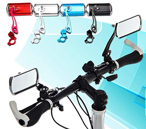 Easyinsmile Bike Mirror Adjustable 360°Rotation Back Rearview Mirror A Pair of Handlebar Wide Angle Aluminum Alloy Bicycle Mirror for Mountain Bike，Electric Bike，Cycling，Motorcycle (Silver and red) - Thumbnail 6