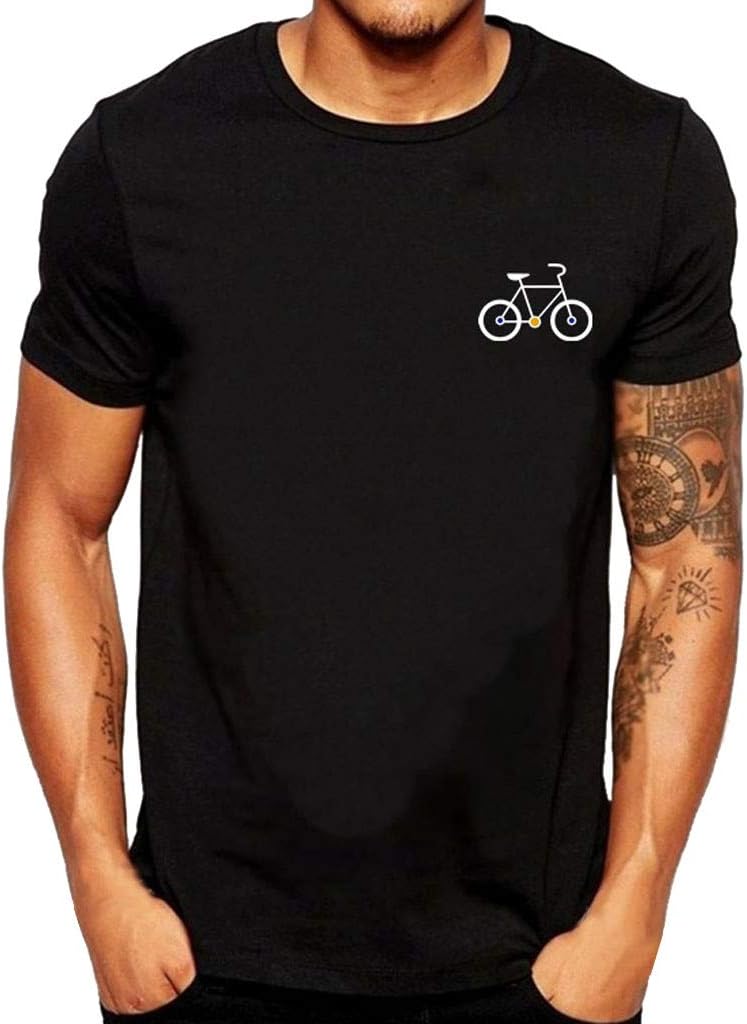 refulgence Men's New Cartoon Bicycle Patterns Printed T-Shirt Top Blouse Top