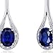 Peora Created Blue Sapphire Dangle Earrings 925 Sterling Silver, Halo Drop Oval Shape, 5 Carats total, Friction Backs, Blue Earrings, September Birthstone Gift