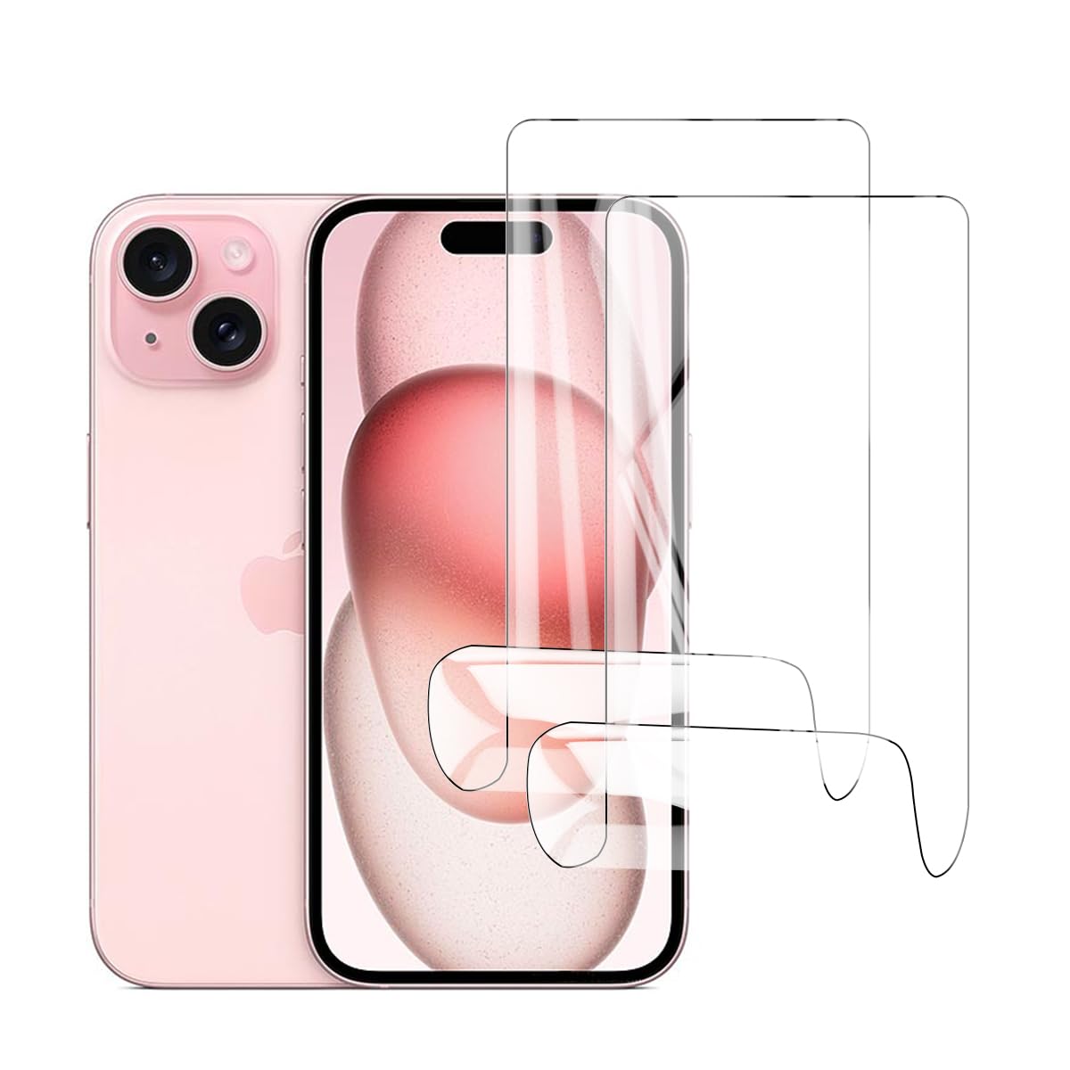 Glcrrpu 2 Pack Screen Protector for iPhone 15[6.1inch] High Sensitive Hydrogel TPU Film HD Clear Flexible,Self-Healing[Not Tempered Glass]